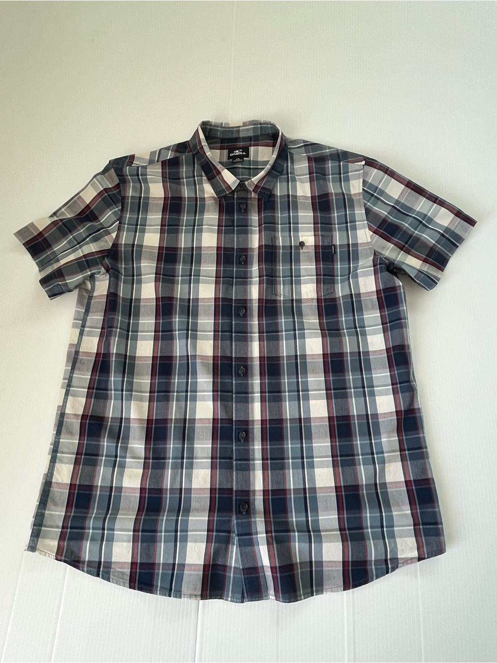 O’Neill Kensington Dust Blue Plaid Short Sleeve Button Up Shirt Size XXL - Picture 4 of 9